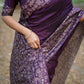Jyoti Fashion Women's Wine Handloom Raw Silk Weaving Designer Saree with Blouse | Swadesiicart