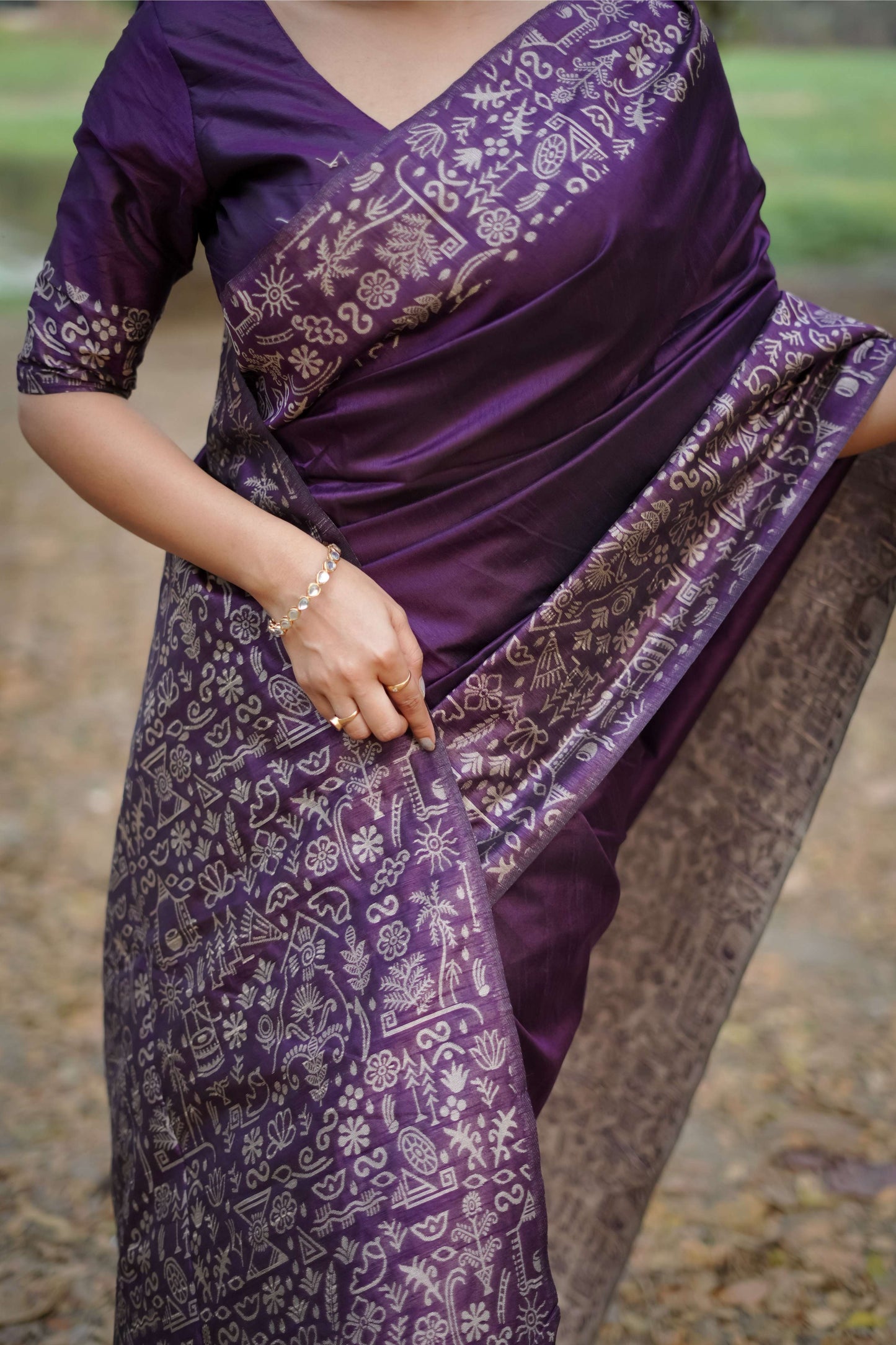 Jyoti Fashion Women's Wine Handloom Raw Silk Weaving Designer Saree with Blouse | Swadesiicart