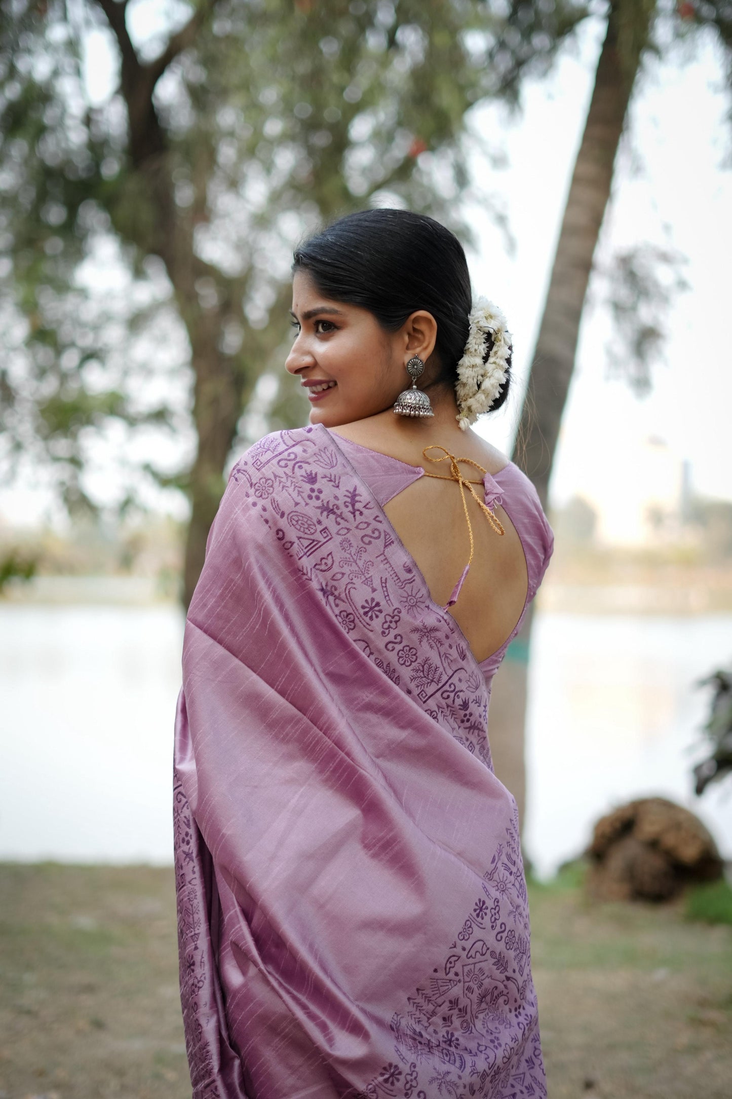 Jyoti Fashion Women's Purple Handloom Raw Silk Weaving Designer Saree with Blouse | Swadesiicart