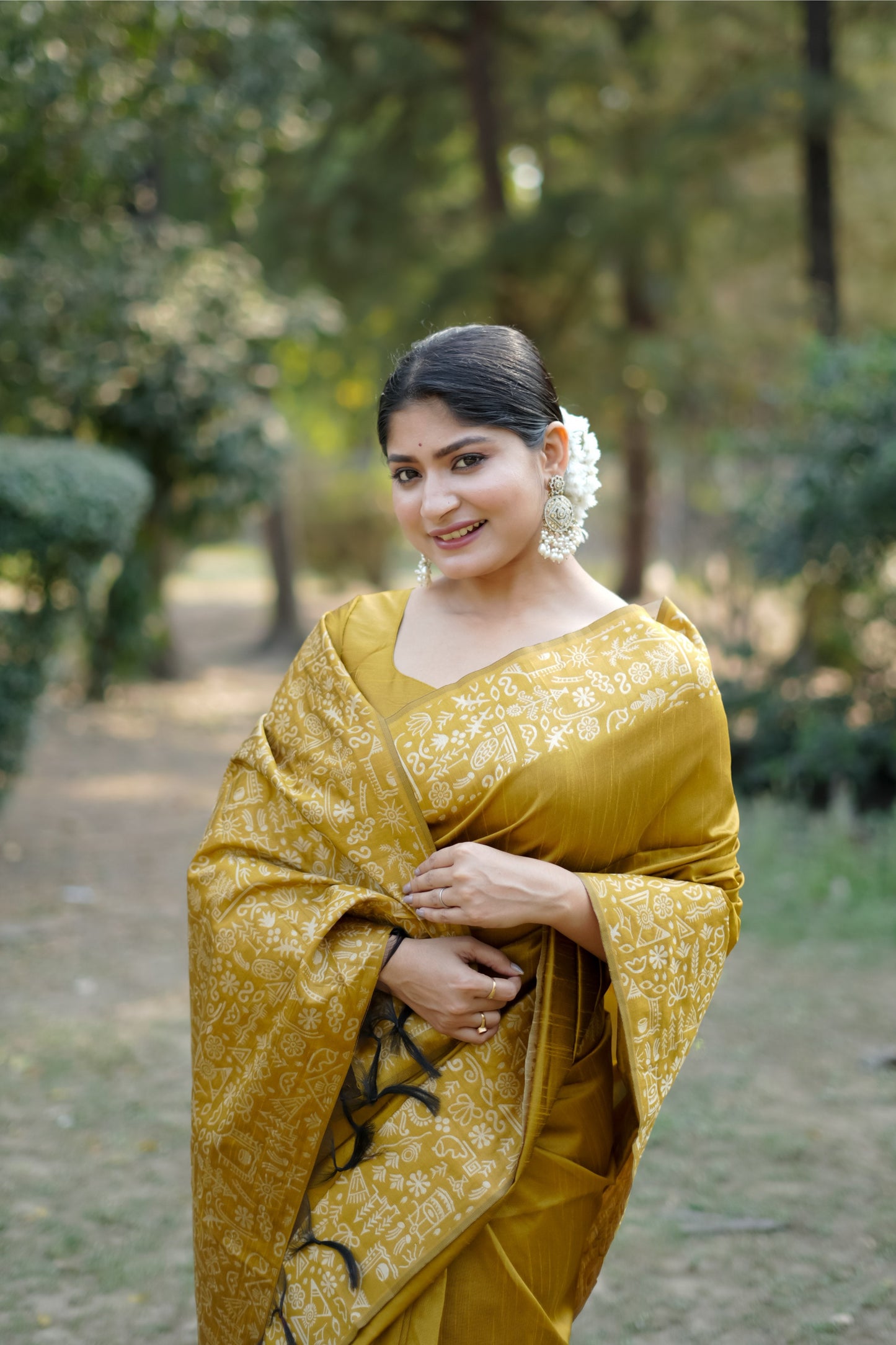 Jyoti Fashion Women's Mustard Handloom Raw Silk Weaving Designer Saree with Blouse | Swadesiicart