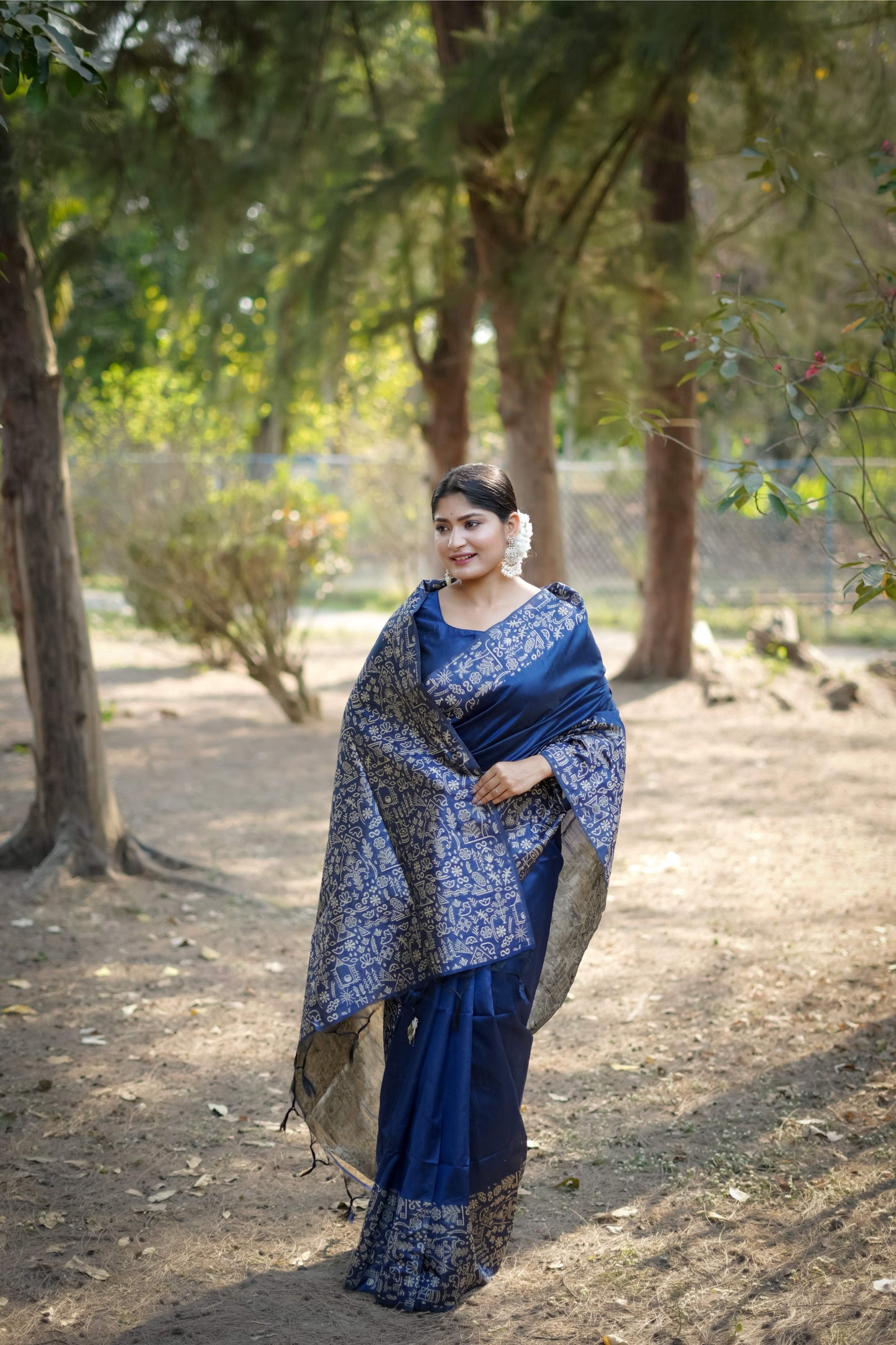 Jyoti Fashion Women's Blue Handloom Raw Silk Weaving Designer Saree with Blouse | Swadesiicart