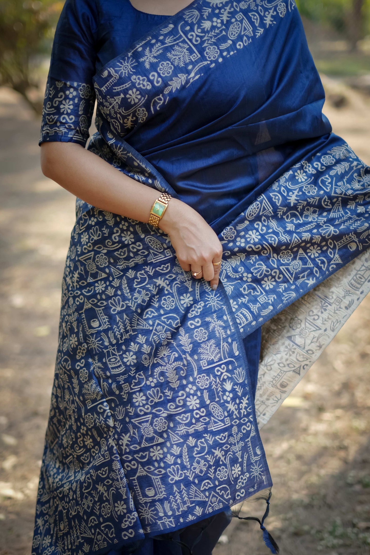 Jyoti Fashion Women's Blue Handloom Raw Silk Weaving Designer Saree with Blouse | Swadesiicart
