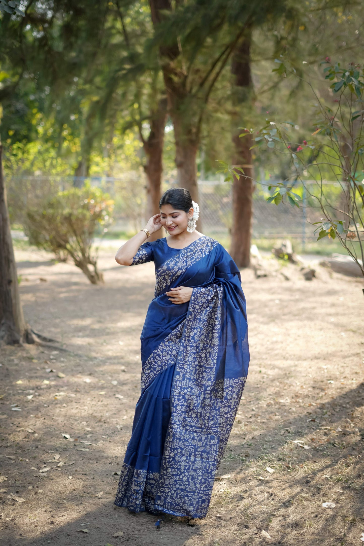 Jyoti Fashion Women's Blue Handloom Raw Silk Weaving Designer Saree with Blouse | Swadesiicart