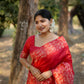 Jyoti Fashion Women's Red Handloom Raw Silk Weaving Designer Saree with Blouse | Swadesiicart