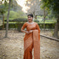 Jyoti Fashion Women's Orange Handloom Raw Silk Weaving Designer Saree with Blouse | Swadesiicart