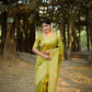 Jyoti Fashion Women's Mehendi Handloom Raw Silk Weaving Designer Saree with Blouse | Swadesiicart