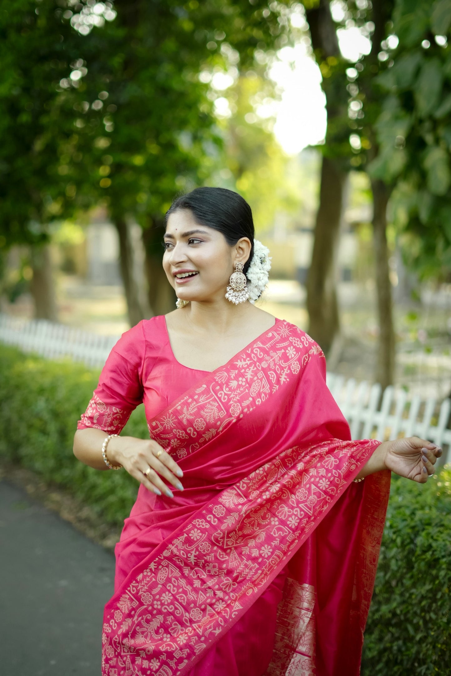 Jyoti Fashion Women's Pink Handloom Raw Silk Weaving Designer Saree with Blouse | Swadesiicart