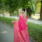 Jyoti Fashion Women's Pink Handloom Raw Silk Weaving Designer Saree with Blouse | Swadesiicart
