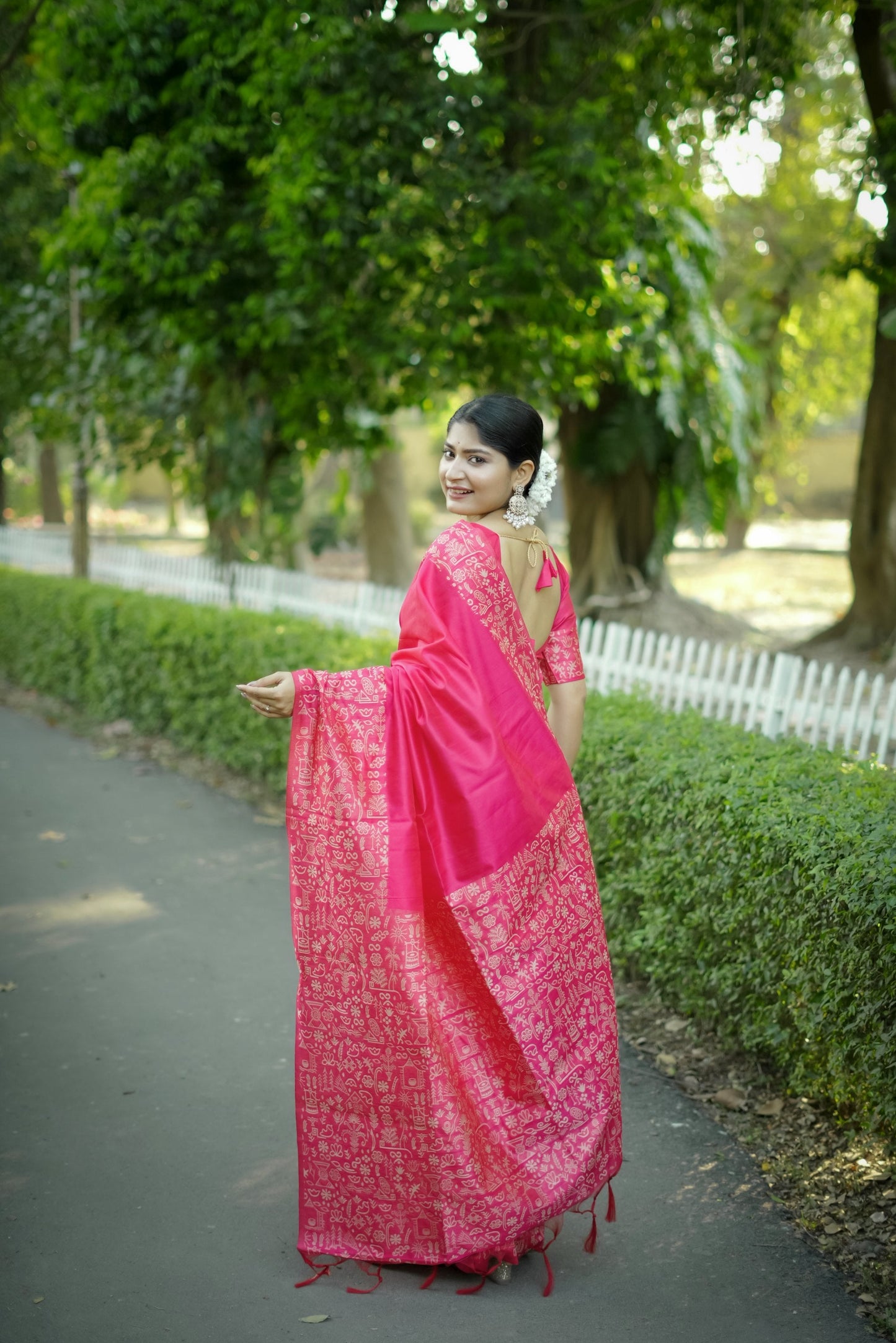 Jyoti Fashion Women's Pink Handloom Raw Silk Weaving Designer Saree with Blouse | Swadesiicart