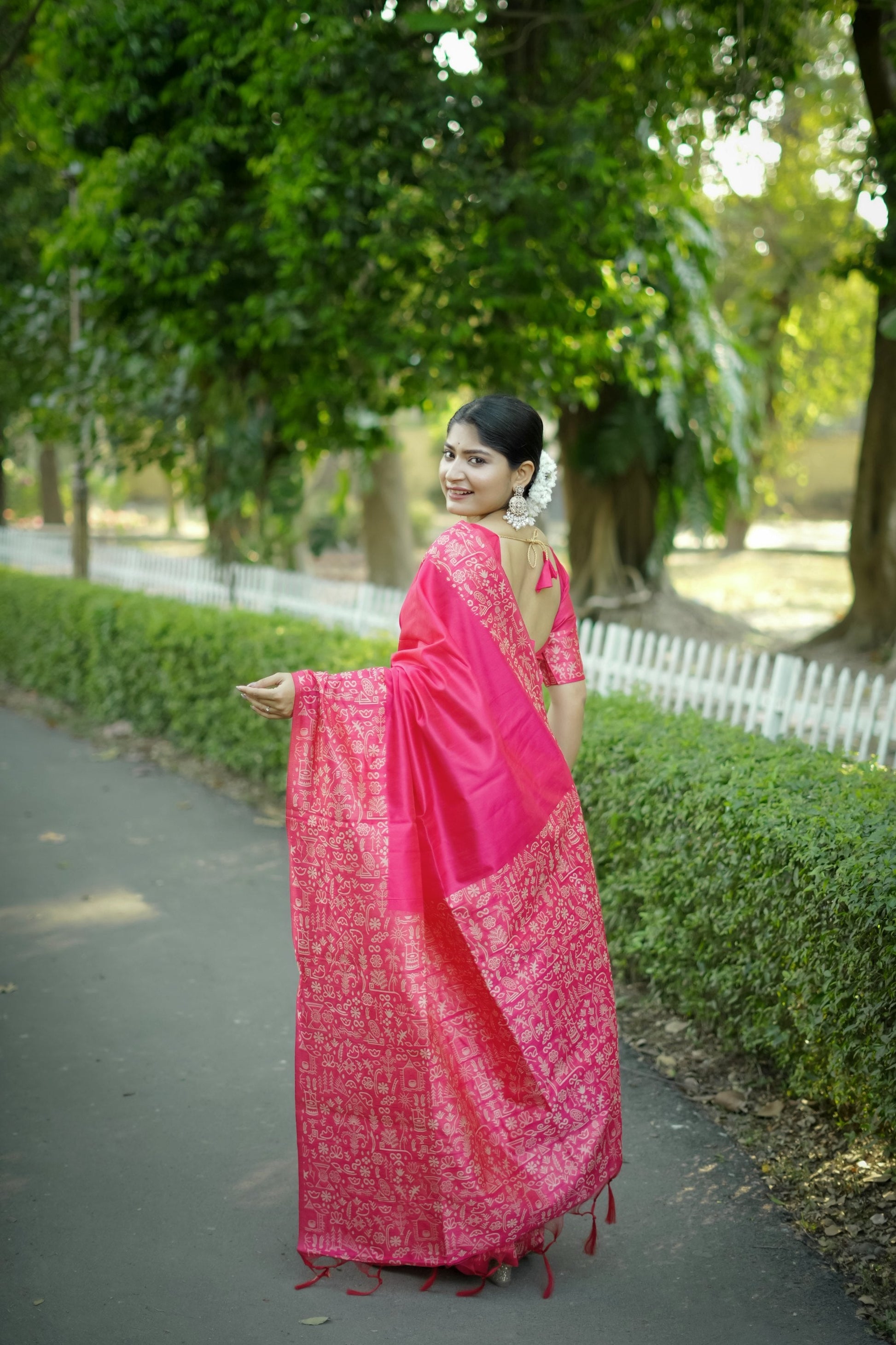 Jyoti Fashion Women's Pink Handloom Raw Silk Weaving Designer Saree with Blouse | Swadesiicart