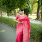 Jyoti Fashion Women's Pink Handloom Raw Silk Weaving Designer Saree with Blouse | Swadesiicart