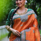 Jyoti Fashion Women's Orange Soft Tussar Silk Printed Designer Saree with Blouse | Swadesiicart