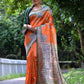 Jyoti Fashion Women's Orange Soft Tussar Silk Printed Designer Saree with Blouse | Swadesiicart