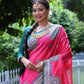 Jyoti Fashion Women's Pink Soft Tussar Silk Printed Designer Saree with Blouse | Swadesiicart