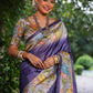 Jyoti Fashion Women's Purple Soft Tussar Silk Kalamkari Printed Designer Saree with Blouse | Swadesiicart