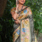 Jyoti Fashion Women's Grey Soft Tussar Silk Kalamkari Printed Designer Saree with Blouse | Swadesiicart