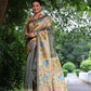 Jyoti Fashion Women's Grey Soft Tussar Silk Kalamkari Printed Designer Saree with Blouse | Swadesiicart