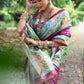 Jyoti Fashion Women's Wine Soft Tussar Silk Kalamkari Printed Designer Saree with Blouse | Swadesiicart