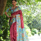 Jyoti Fashion Women's Maroon Soft Tussar Silk Kalamkari Printed Designer Saree with Blouse | Swadesiicart