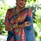 Jyoti Fashion Women's Blue Soft Tussar Silk Kalamkari Printed Designer Saree with Blouse | Swadesiicart