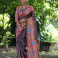 Jyoti Fashion Women's Black Soft Tussar Silk Kalamkari Printed Designer Saree with Blouse | Swadesiicart