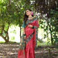 Jyoti Fashion Women's Black Soft Tussar Silk Peacock Printed Designer Saree with Blouse | Swadesiicart