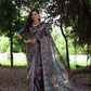 Jyoti Fashion Women's Gajri Red Soft Tussar Silk Peacock Printed Designer Saree with Blouse | Swadesiicart