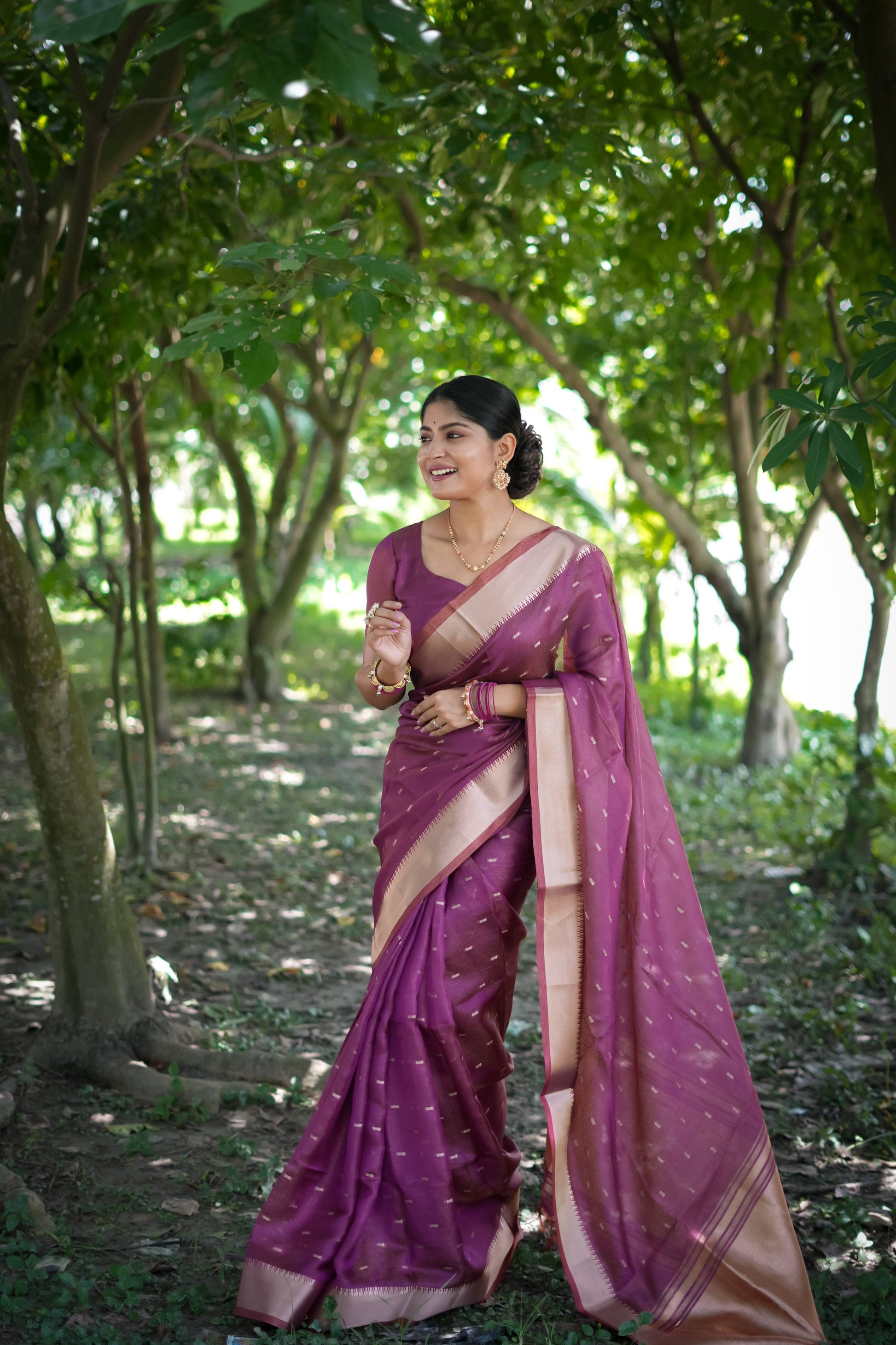 Jyoti Fashion Women's Purple Soft Kalyani Silk Zari Woven Designer Saree with Blouse | Swadesiicart
