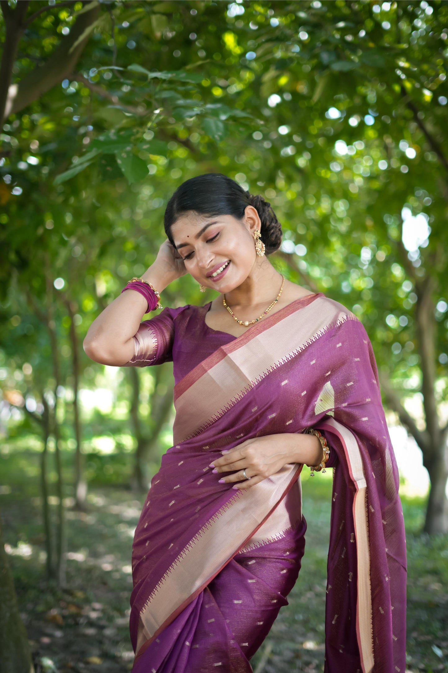 Jyoti Fashion Women's Purple Soft Kalyani Silk Zari Woven Designer Saree with Blouse | Swadesiicart