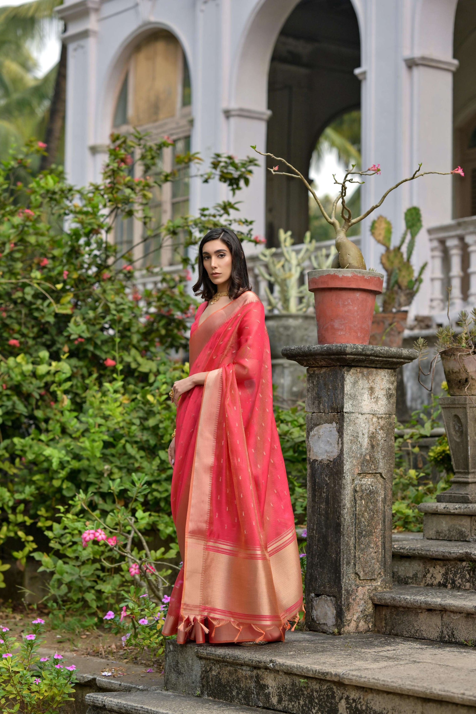 Jyoti Fashion Women's Coral Soft Kalyani Silk Zari Woven Designer Saree with Blouse | Swadesiicart