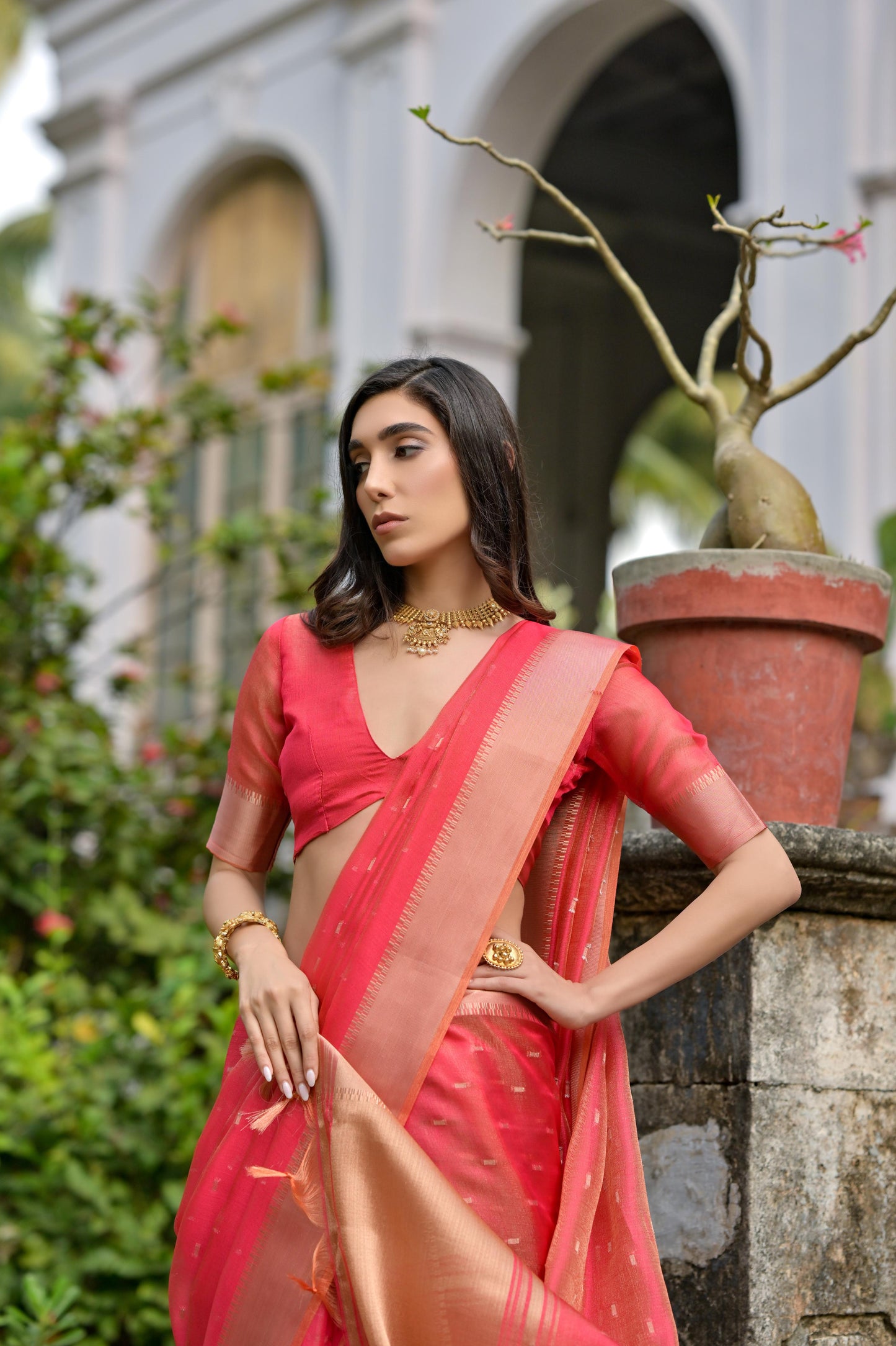 Jyoti Fashion Women's Coral Soft Kalyani Silk Zari Woven Designer Saree with Blouse | Swadesiicart