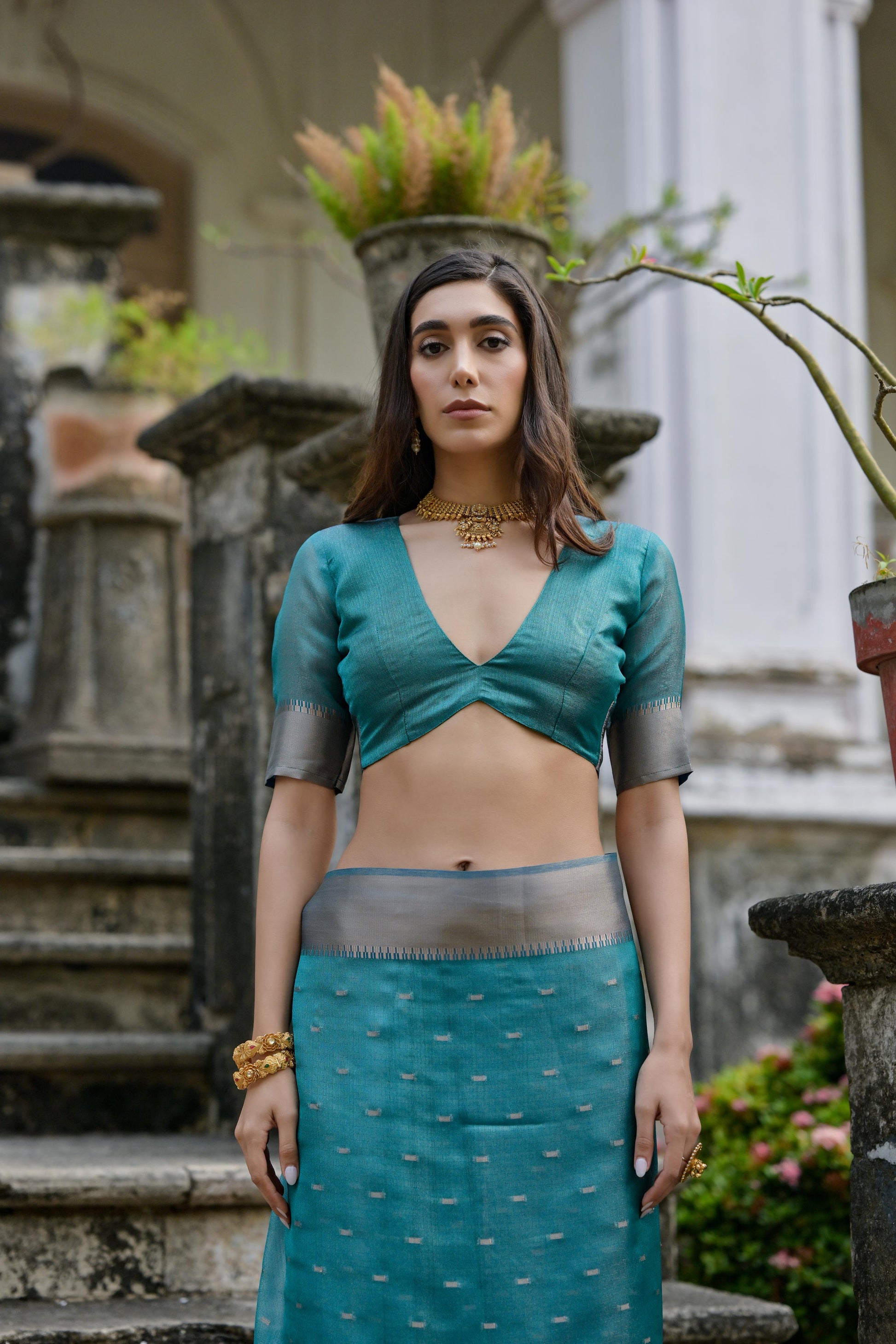 Jyoti Fashion Women's Teal Soft Kalyani Silk Zari Woven Designer Saree with Blouse | Swadesiicart