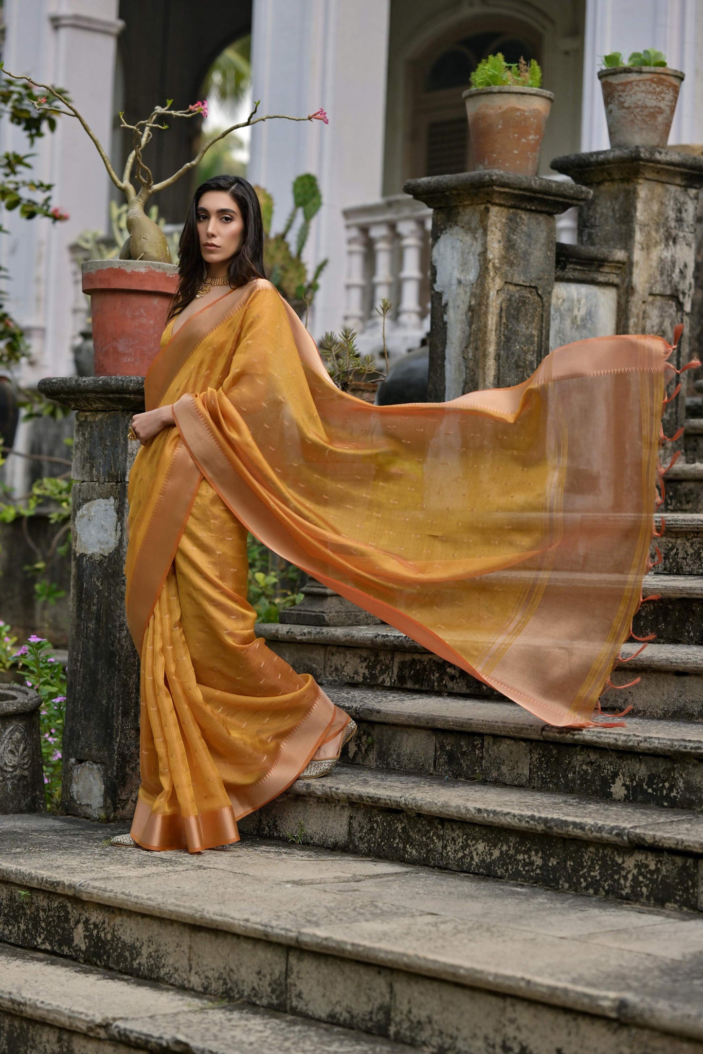 Jyoti Fashion Women's Mustard Soft Kalyani Silk Zari Woven Designer Saree with Blouse | Swadesiicart