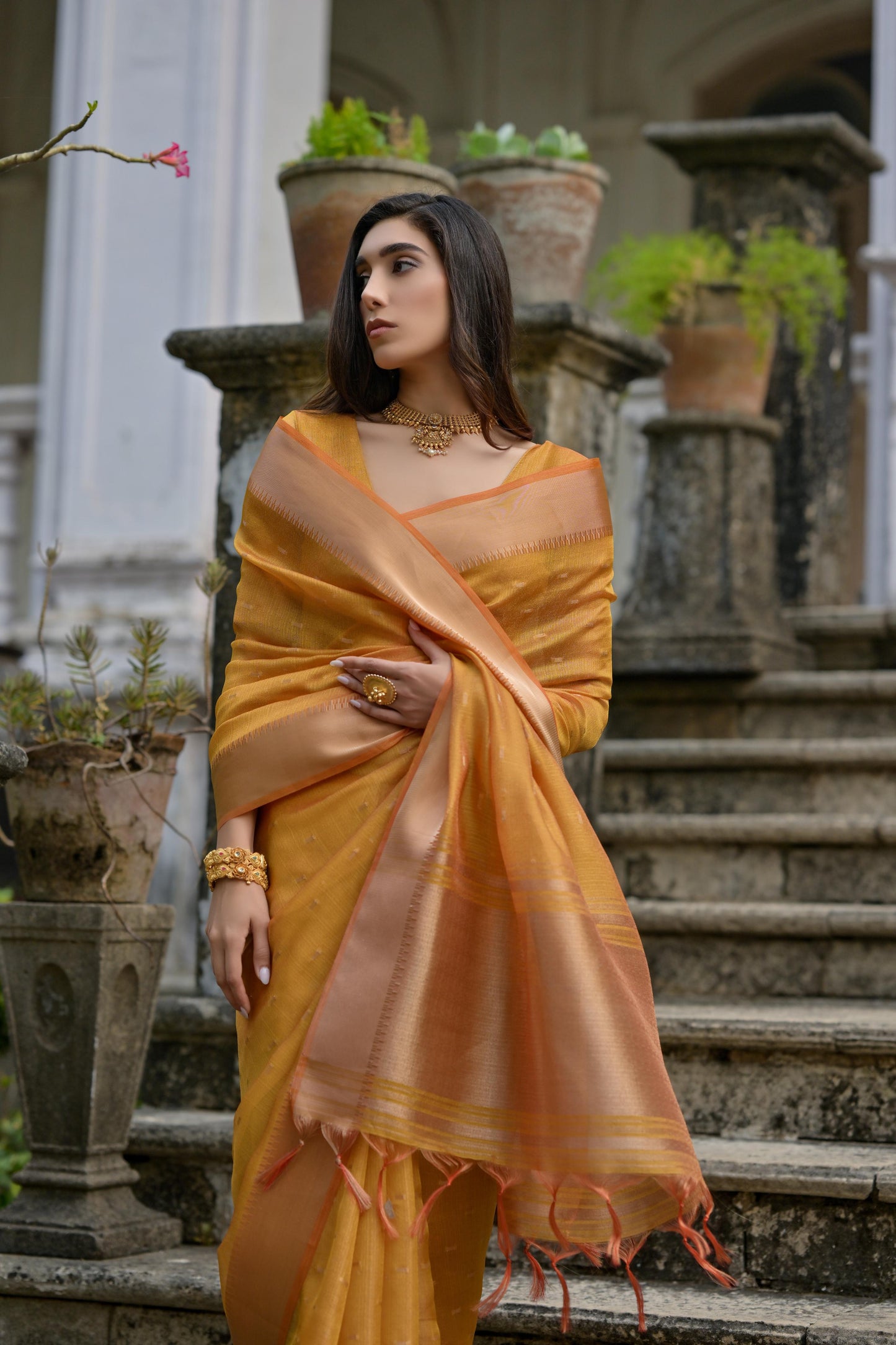 Jyoti Fashion Women's Mustard Soft Kalyani Silk Zari Woven Designer Saree with Blouse | Swadesiicart