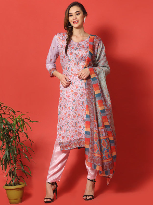 Jyoti Fashion Women's Mauve Cotton Digital Printed Festive Wear Designer Straight Suit Set | Swadesiicart