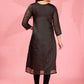 Jyoti Fashion Women's Black Kanchi Cotton Lining Zari Woven Designer Kurti Only | Swadesiicart