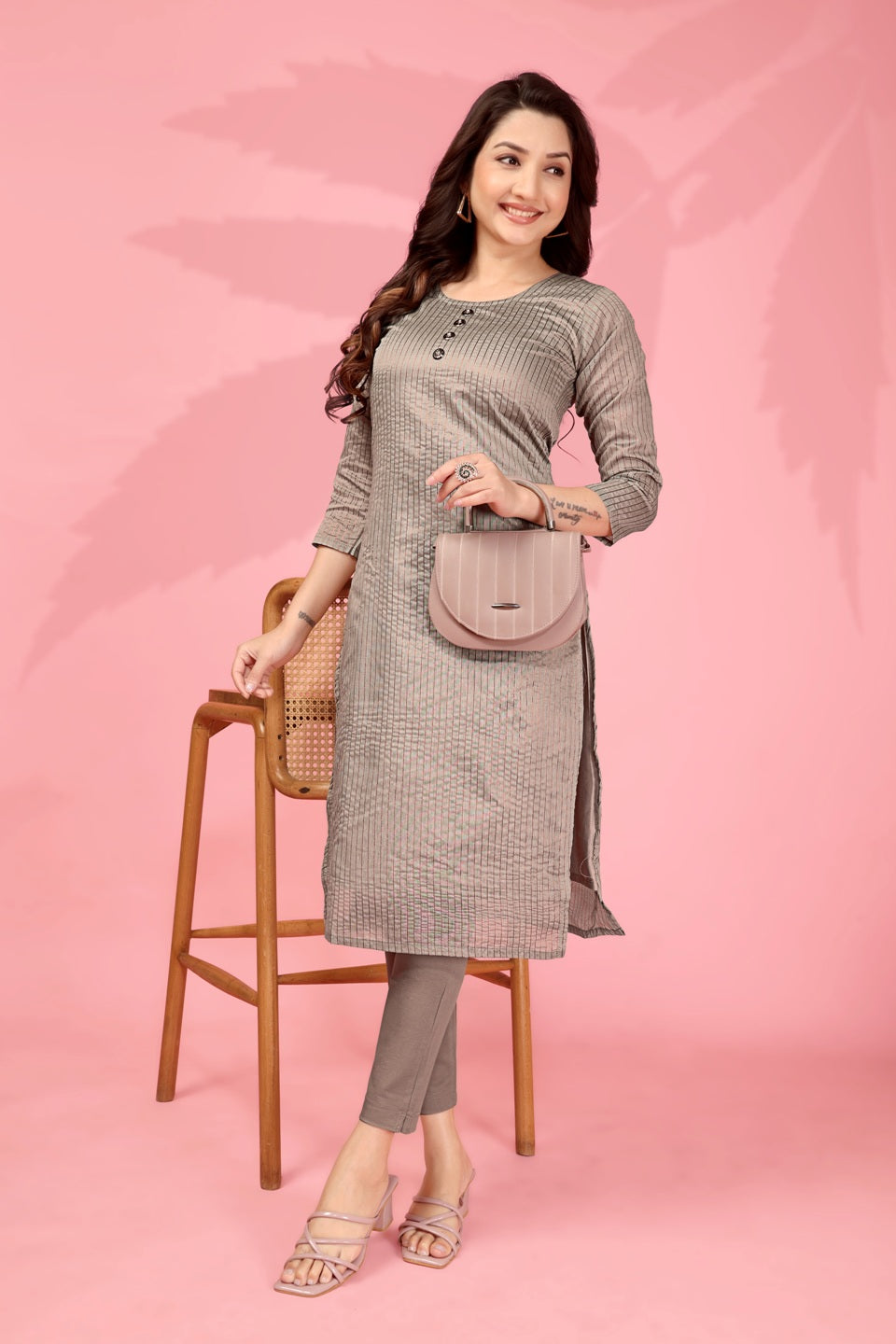 Jyoti Fashion Women's Grey Kanchi Cotton Lining Zari Woven Designer Kurti Only | Swadesiicart