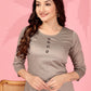 Jyoti Fashion Women's Grey Kanchi Cotton Lining Zari Woven Designer Kurti Only | Swadesiicart