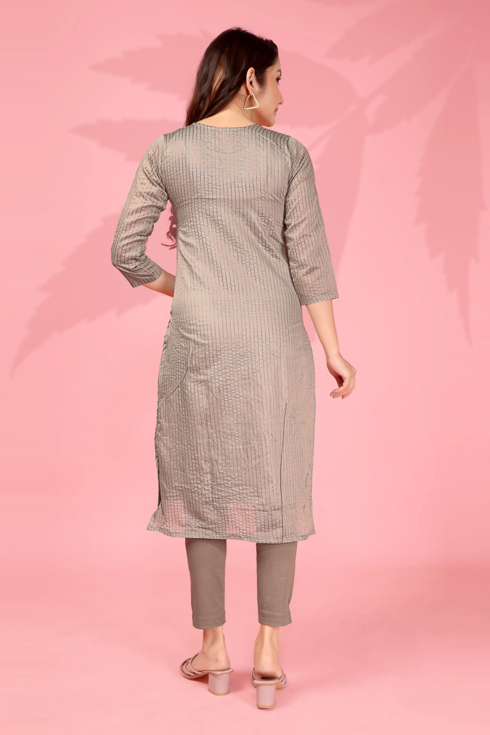 Jyoti Fashion Women's Grey Kanchi Cotton Lining Zari Woven Designer Kurti Only | Swadesiicart