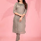 Jyoti Fashion Women's Grey Kanchi Cotton Lining Zari Woven Designer Kurti Only | Swadesiicart