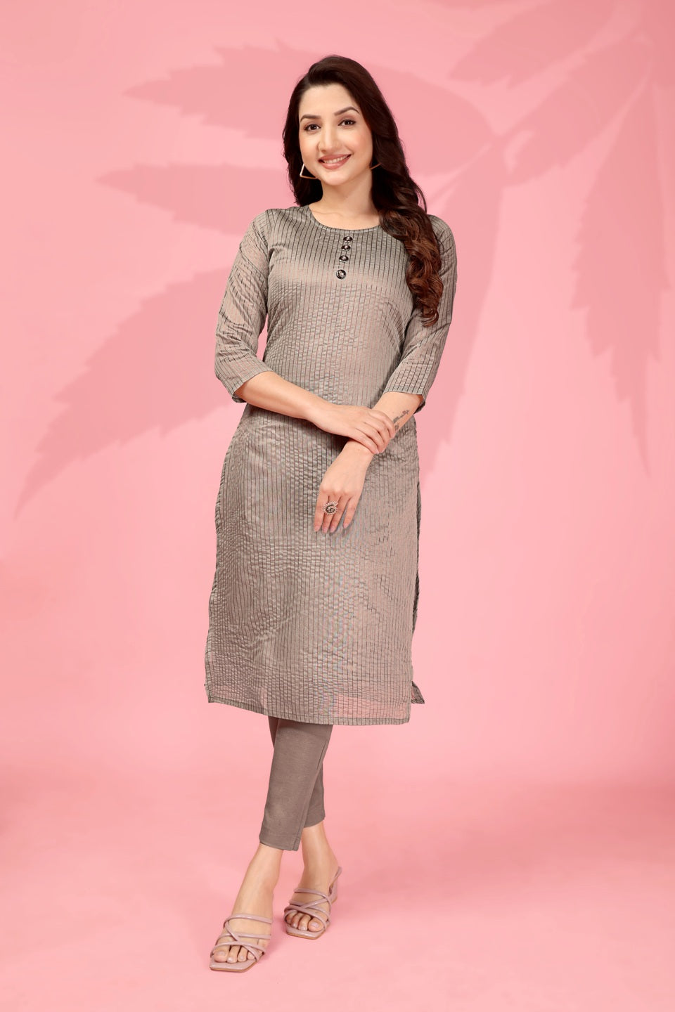 Jyoti Fashion Women's Grey Kanchi Cotton Lining Zari Woven Designer Kurti Only | Swadesiicart