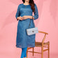 Jyoti Fashion Women's Blue Kanchi Cotton Lining Zari Woven Designer Kurti Only | Swadesiicart