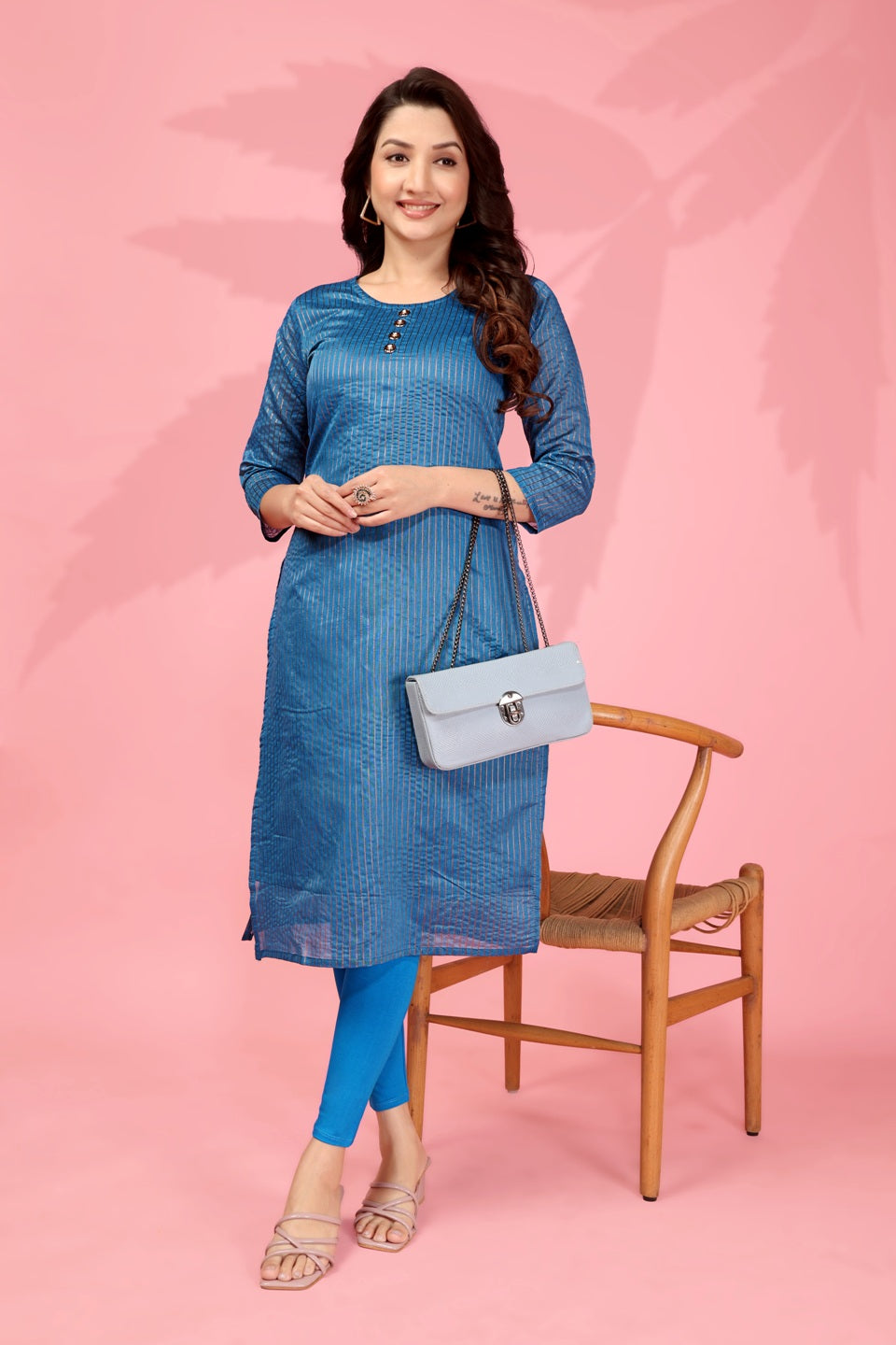 Jyoti Fashion Women's Blue Kanchi Cotton Lining Zari Woven Designer Kurti Only | Swadesiicart