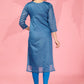 Jyoti Fashion Women's Blue Kanchi Cotton Lining Zari Woven Designer Kurti Only | Swadesiicart