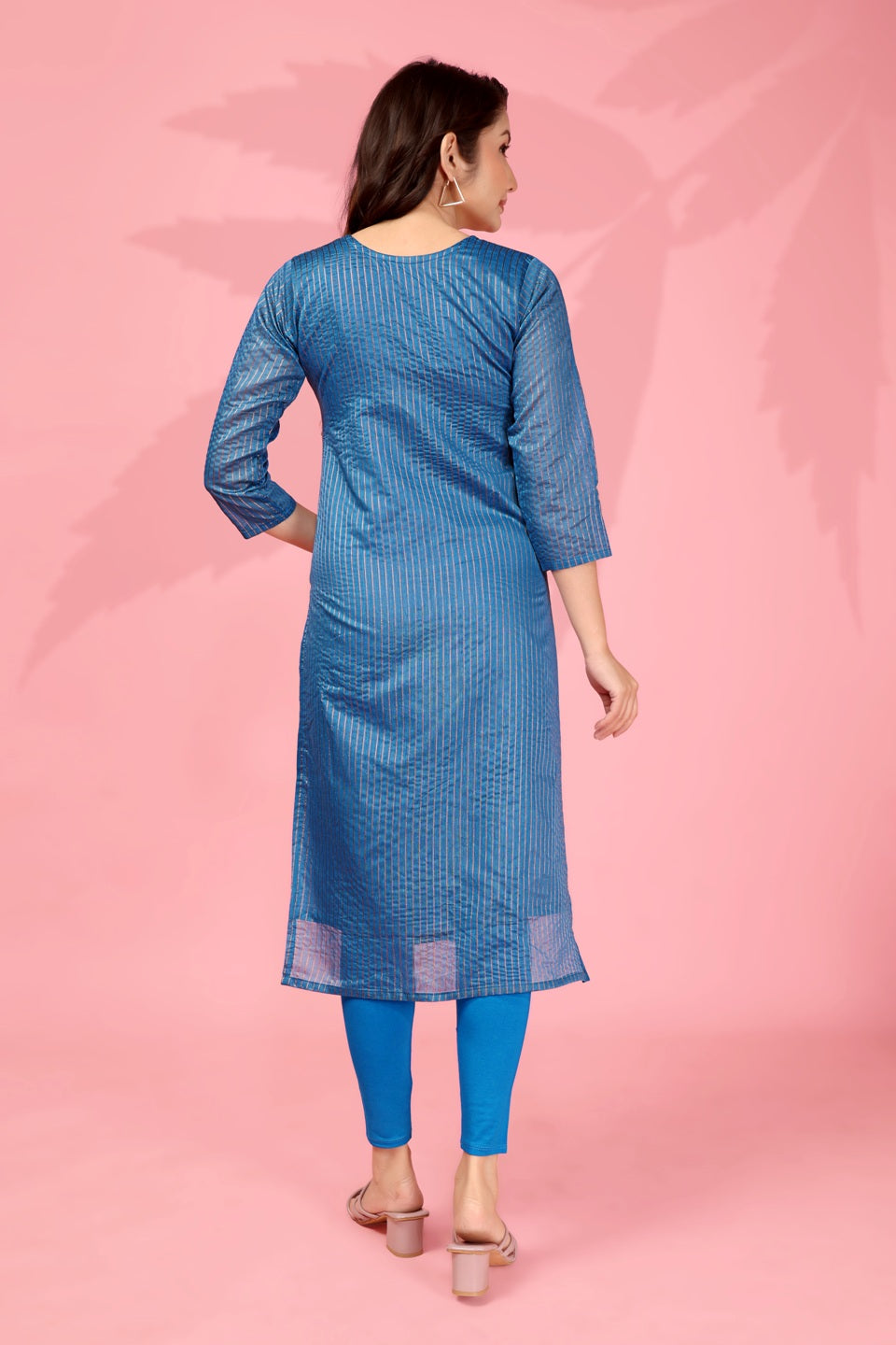 Jyoti Fashion Women's Blue Kanchi Cotton Lining Zari Woven Designer Kurti Only | Swadesiicart