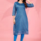 Jyoti Fashion Women's Blue Kanchi Cotton Lining Zari Woven Designer Kurti Only | Swadesiicart