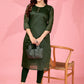 Jyoti Fashion Women's Bottle Green Kanchi Cotton Lining Zari Woven Designer Kurti Only | Swadesiicart