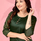 Jyoti Fashion Women's Bottle Green Kanchi Cotton Lining Zari Woven Designer Kurti Only | Swadesiicart