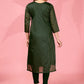 Jyoti Fashion Women's Bottle Green Kanchi Cotton Lining Zari Woven Designer Kurti Only | Swadesiicart