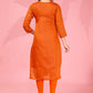 Jyoti Fashion Women's Orange Kanchi Cotton Lining Zari Woven Designer Kurti Only | Swadesiicart